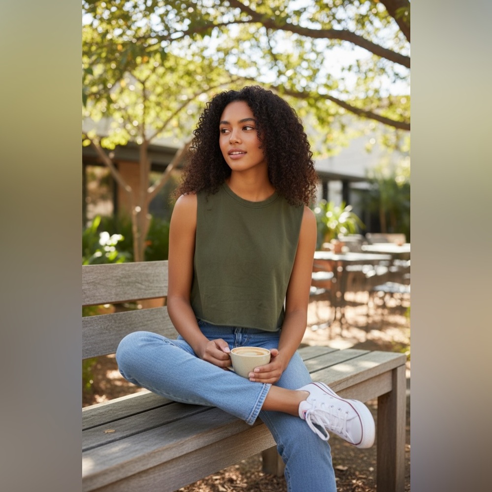 Offline Olive Green Sleeveless Women's Top